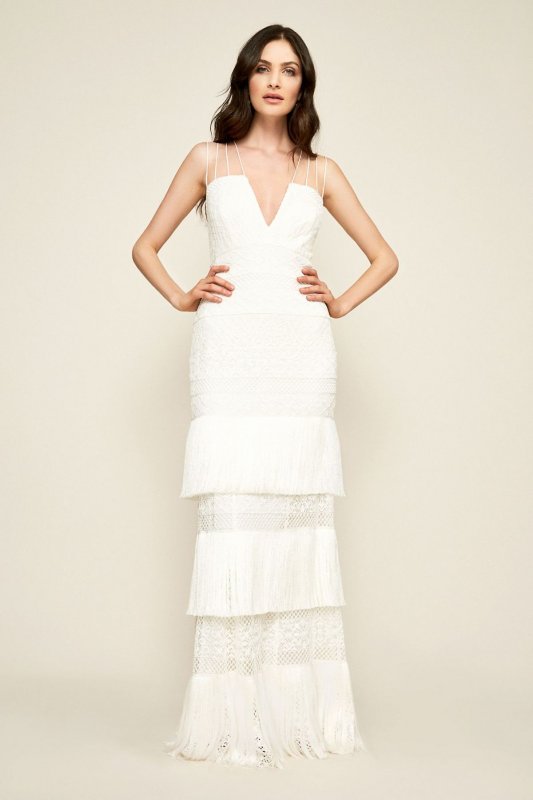Giovanni Fringed Wedding Dress AWZ17393LBR