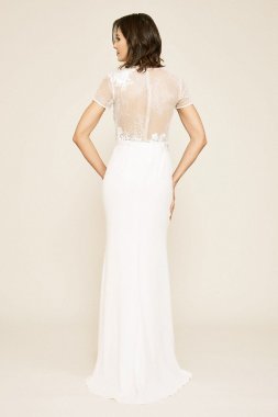 Tanya Rose Lace Crepe Short Sleeve Wedding Dress BAG18038LDB