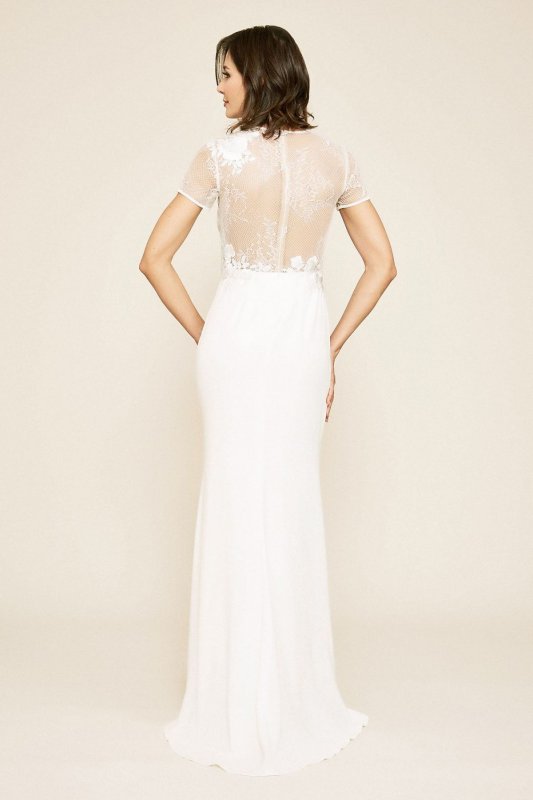 Tanya Rose Lace Crepe Short Sleeve Wedding Dress BAG18038LDB