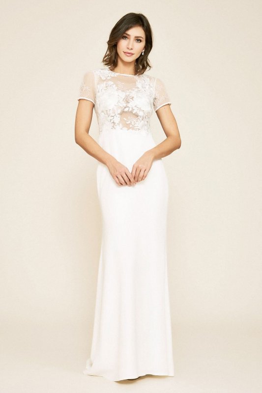 Tanya Rose Lace Crepe Short Sleeve Wedding Dress BAG18038LDB