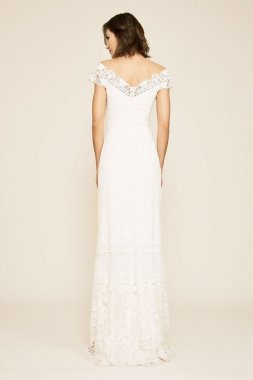 Joelle Mixed Lace Cap Sleeve Sheath Wedding Dress BBH17607LBR