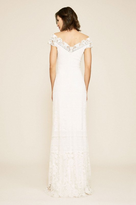 Joelle Mixed Lace Cap Sleeve Sheath Wedding Dress BBH17607LBR