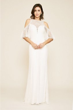 Luz Embroidered Cold Shoulder Sheath Wedding Dress BBO18048LBR