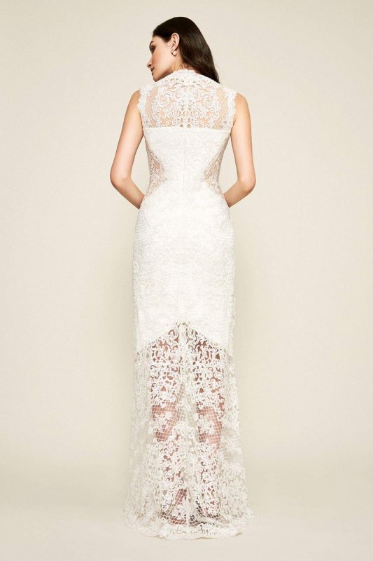 Corded Lace Tank Wedding Dress with Sheer Details BBU18020LBR