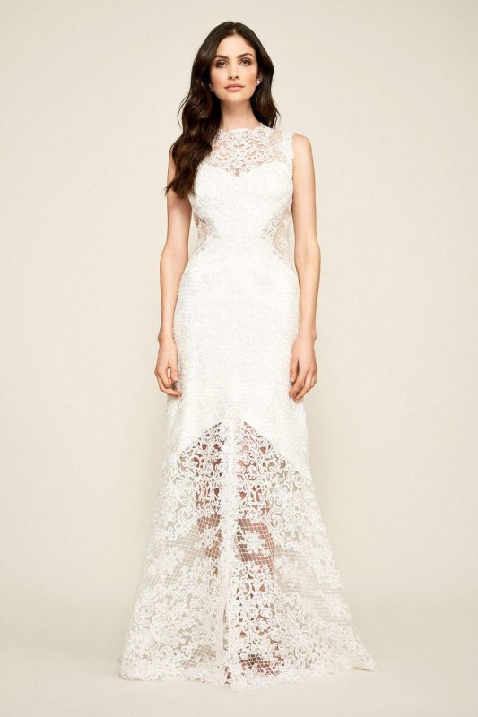 Corded Lace Tank Wedding Dress with Sheer Details BBU18020LBR