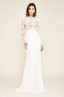 Long Sleeve Illusion Lace Sheath Wedding Dress BJX19360LBR