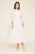 Tea-Length Pleated 3/4 Sleeve Wedding Dress BKQ19606MDBR