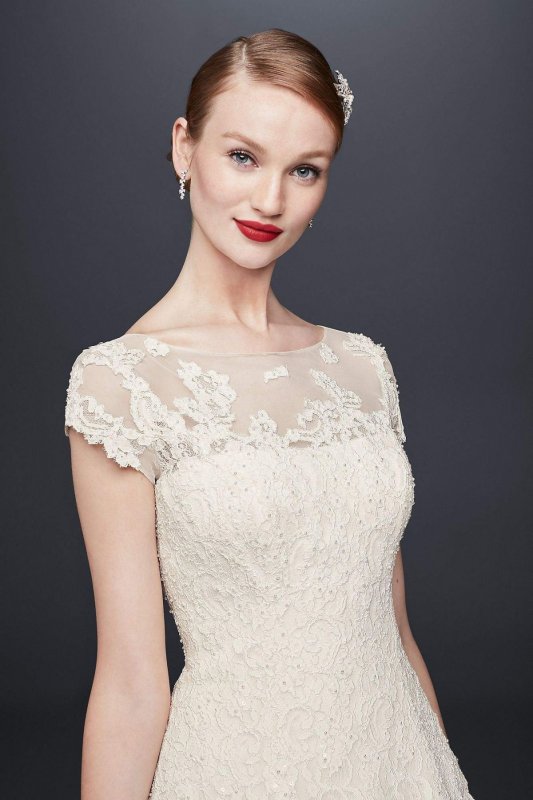 Cap Sleeve Illusion Wedding Dress CMK513
