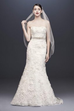 Subtle Pink 3D Floral Wedding Dress CWG464