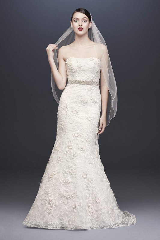 Subtle Pink 3D Floral Wedding Dress CWG464