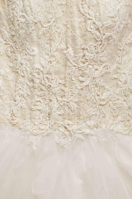 Strapless Ruffled Skirt Wedding Dress CWG568