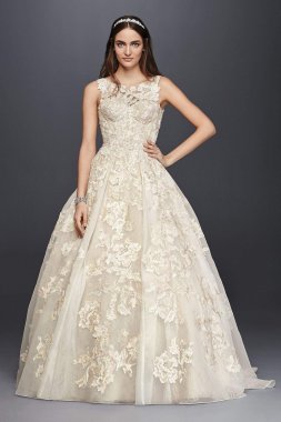 High Neck Tank Lace Wedding Dress CWG658