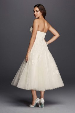 Tea Length Wedding Dress with Lace CWG743