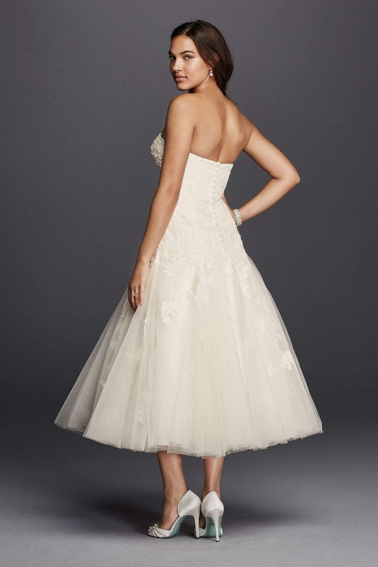 Tea Length Wedding Dress with Lace CWG743