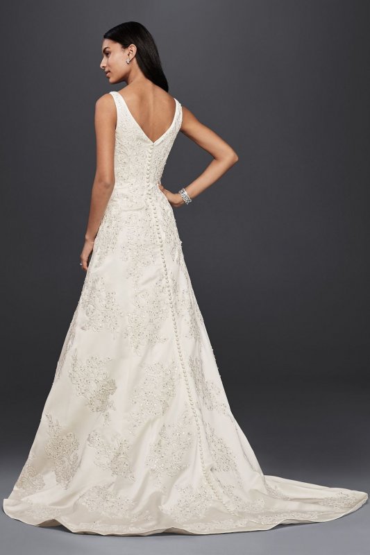 V-Neck Lace A-Line Wedding Dress CWG746