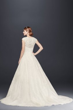 V-Neck Cap Sleeve Wedding Dress CWG748