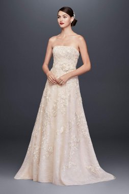 Lace Appliqued A-Line Wedding Dress and Topper CWG790