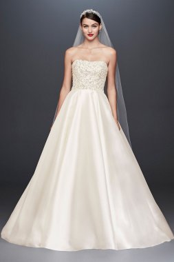 Crystal Encrusted Mikado Ball Gown Wedding Dress CWG791