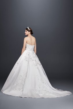 3-D Floral Satin Wedding Dress CWG797