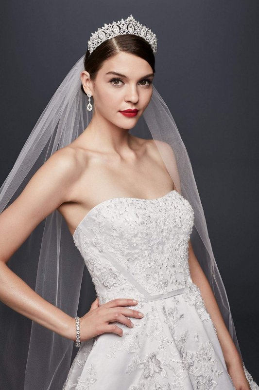 3-D Floral Satin Wedding Dress CWG797