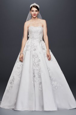 3-D Floral Satin Wedding Dress CWG797
