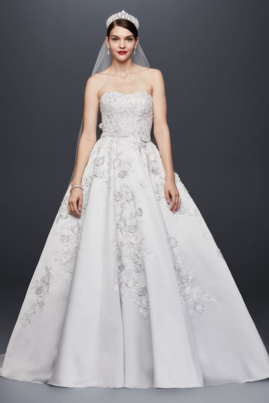 3-D Floral Satin Wedding Dress CWG797