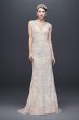 Cap Sleeve Plunging V-Neck Sheath Wedding Dress CWG807