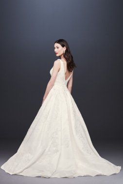 Satin Ball Gown Wedding Dress with Plunging V-Neck CWG813