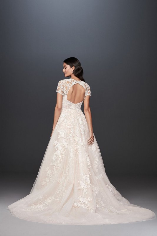 Lace Illusion Cap Sleeve Ball Gown Wedding Dress CWG833