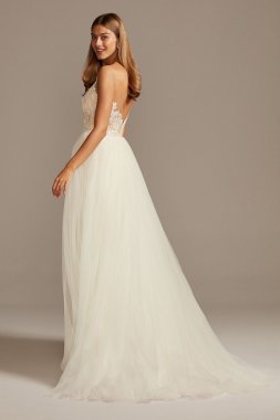 Lace Sheath Wedding Dress with Tulle Overskirt CWG850