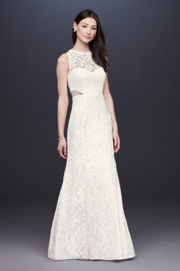 Corded Lace Trumpet Dress with Illusion Sides DB19799