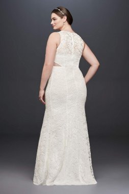 Illusion Corded Lace Trumpet Plus Size Dress DB19799W