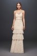 Tiered Lace Sheath Gown with Openwork Insets DS870026