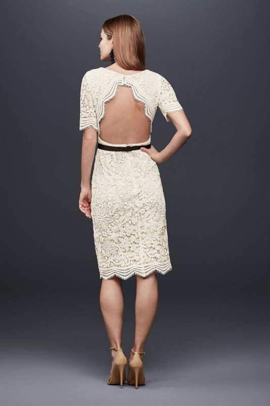 Illusion Lace Shift Dress with Contrast Ribbon DS870029
