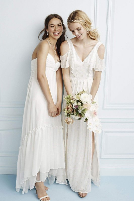 Chiffon Eyelet Sheath Wedding Dress with Ruffles DS870038