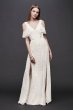 Chiffon Eyelet Sheath Wedding Dress with Ruffles DS870038