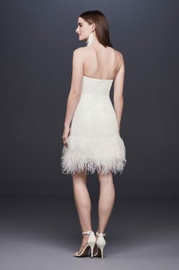 Strapless Lace Wedding Dress with Ostrich Feathers DS870043