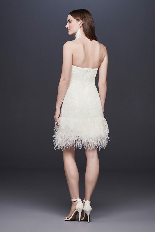 Strapless Lace Wedding Dress with Ostrich Feathers DS870043