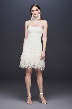 Strapless Lace Wedding Dress with Ostrich Feathers DS870043