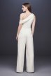 One-Shoulder Crepe Wedding Jumpsuit with Bow DS870059