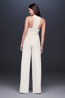 Racerback Crepe Jumpsuit with Crystal Belt DS870065