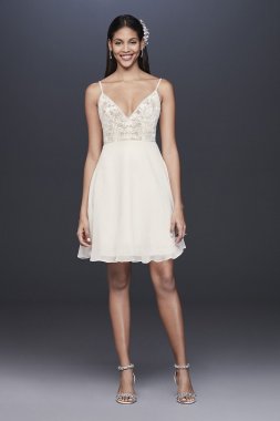 Short Sheer Bodice Organza A-Line Dress DS870104