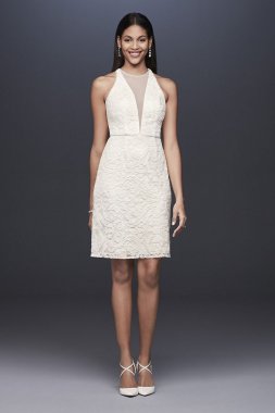 Patterned Sequin Lace Short Sheath Dress DS870107