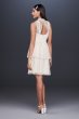 Tiered Lace Short Dress with Illusion High Neck DS870109