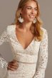 V-Neck Short Lace Dress with Illusion Bell Sleeves DS870165
