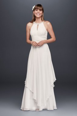 Long Chiffon Dress with Keyhole Detail EJ4M6307