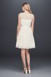 Illusion Bodice Short A-Line Dress with Embroidery EJ8M7573