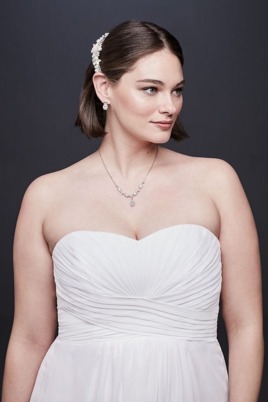 Chiffon Plus Size Wedding Dress with Ruched Bodice INT15555W