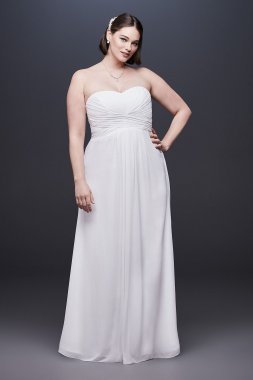 Chiffon Plus Size Wedding Dress with Ruched Bodice INT15555W