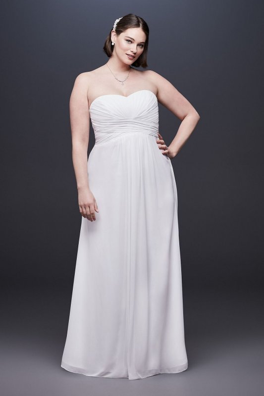 Chiffon Plus Size Wedding Dress with Ruched Bodice INT15555W